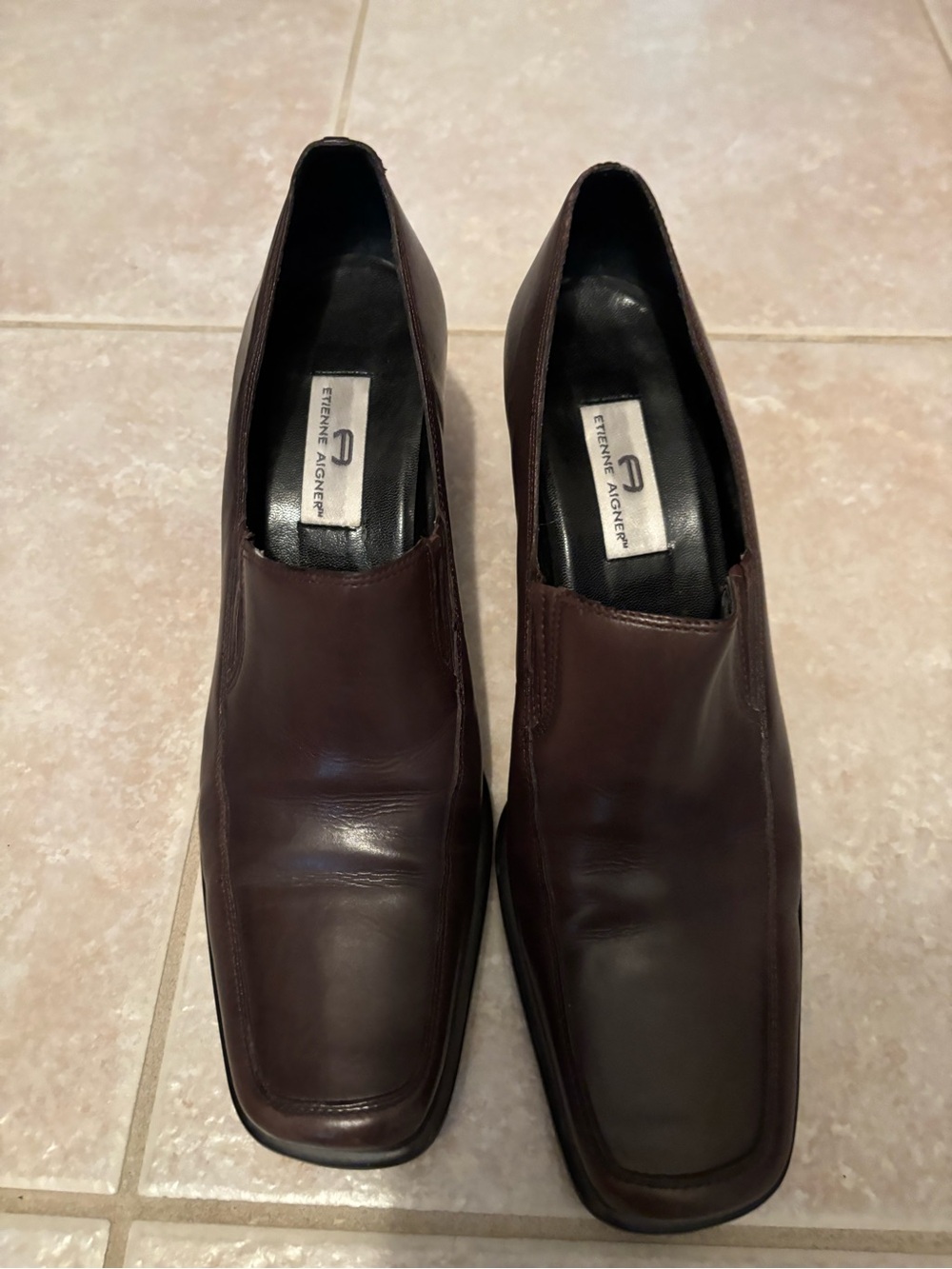 Etienne Aigner Womens Slip-On Leather Loafers - Brown